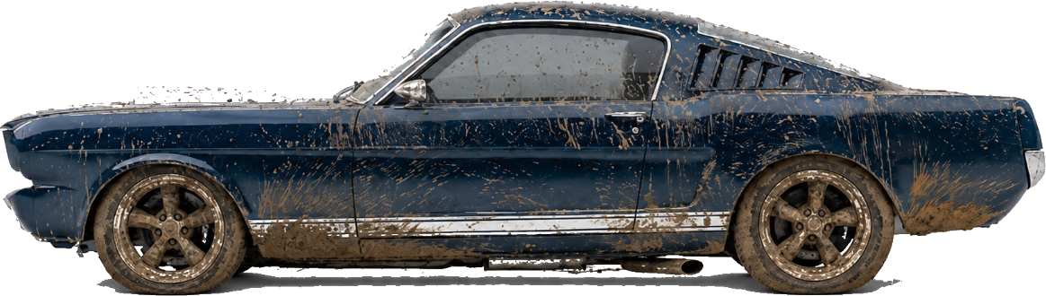 Mud-covered car before detailing