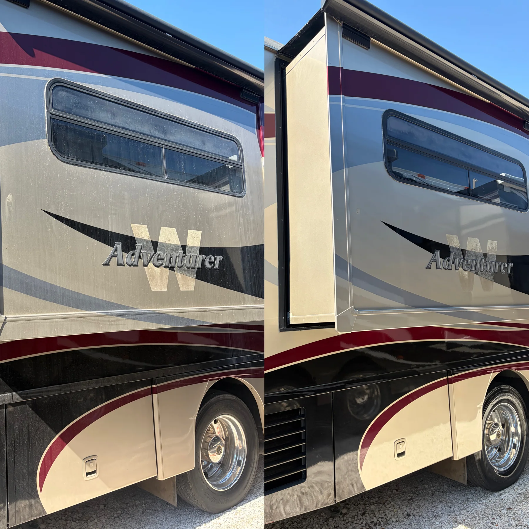 RV exterior before and after