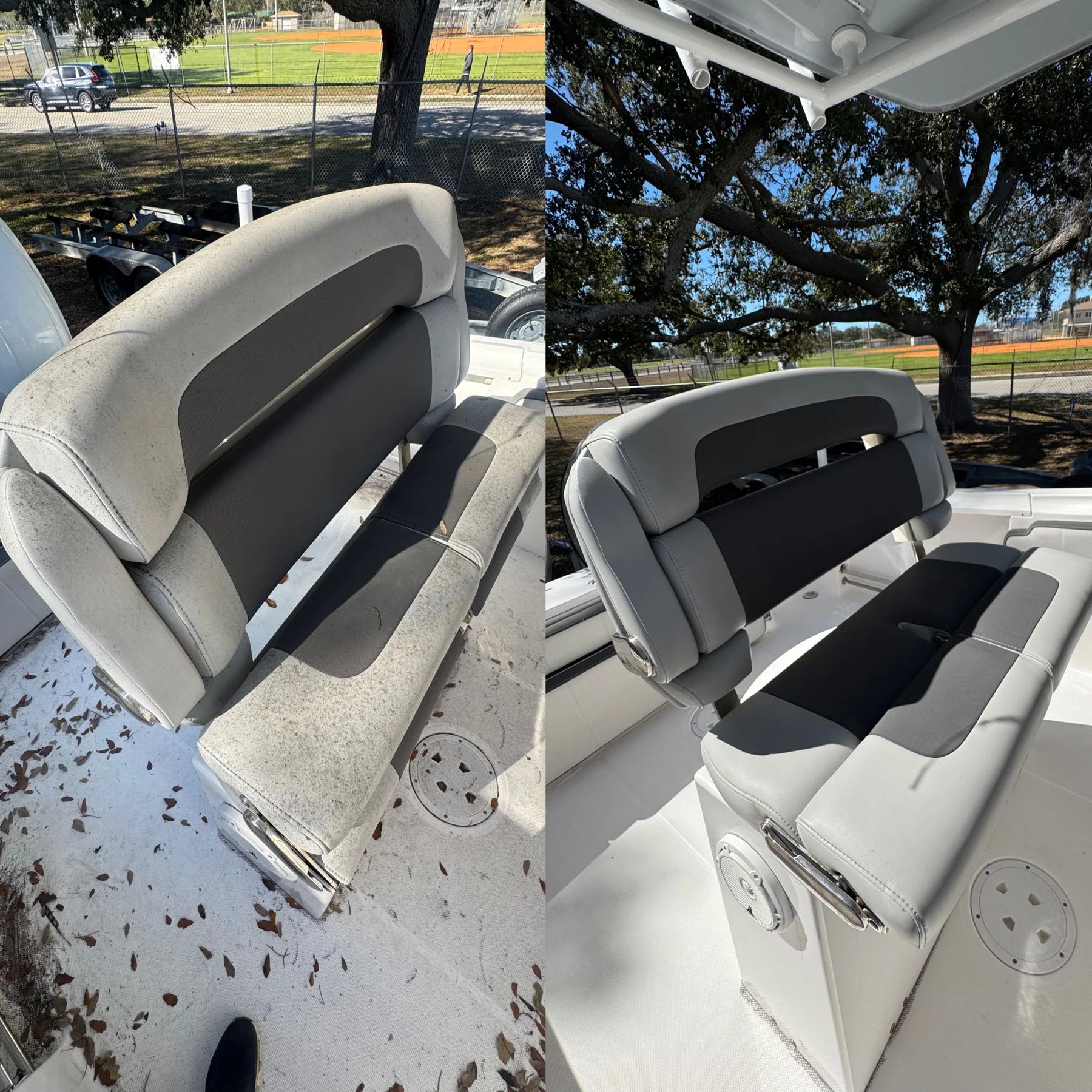 Boat seating before and after