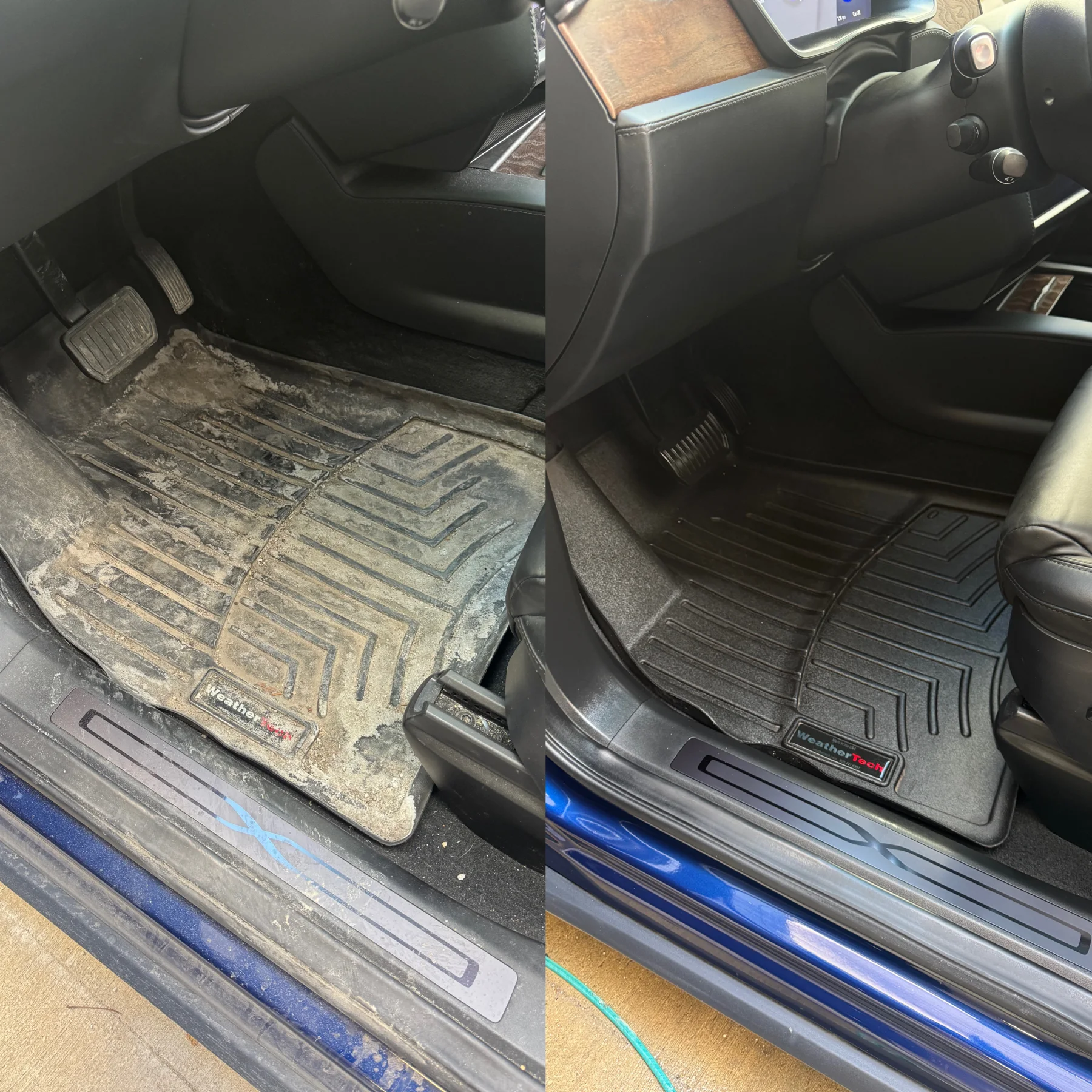 Footwell before and after