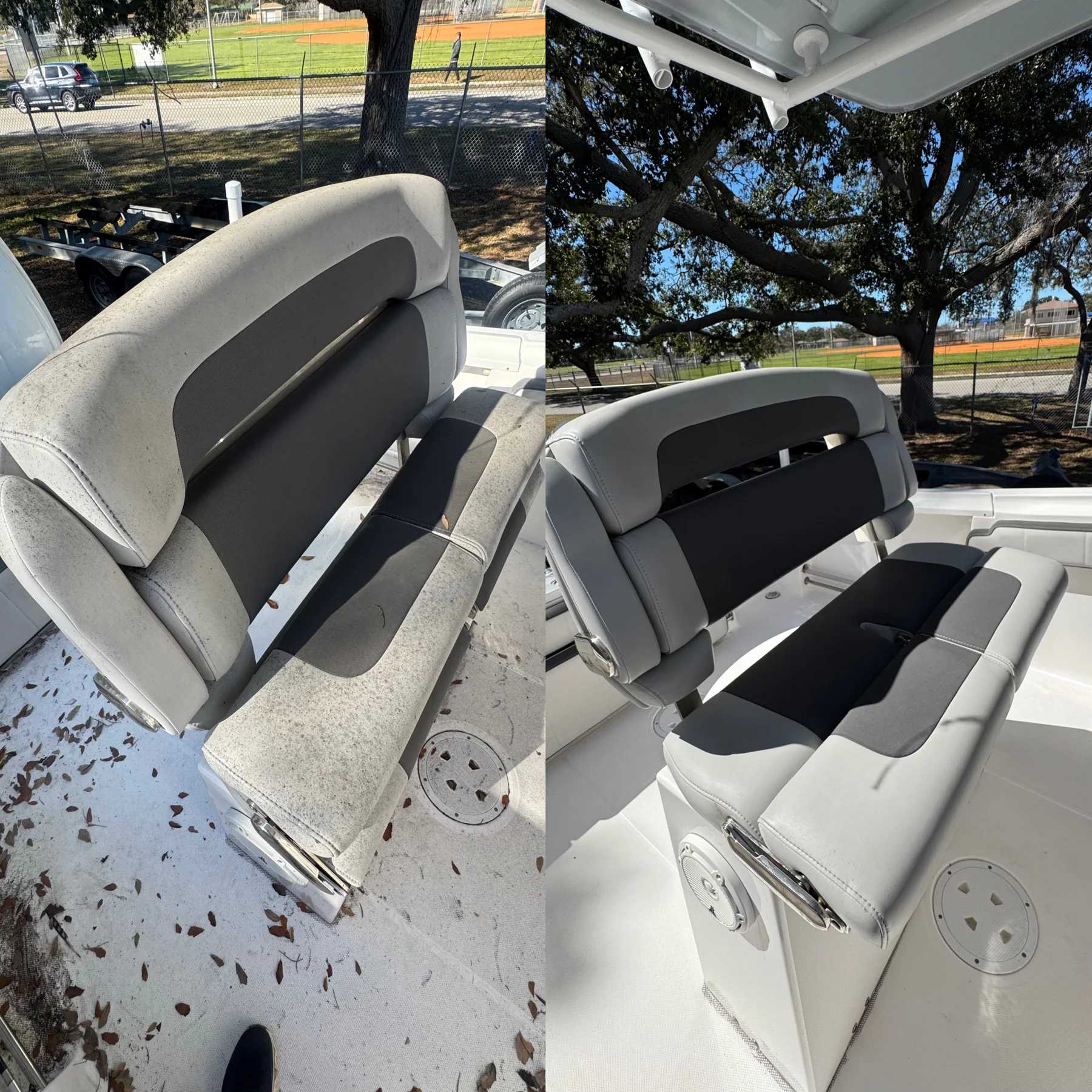 Boat seating before and after