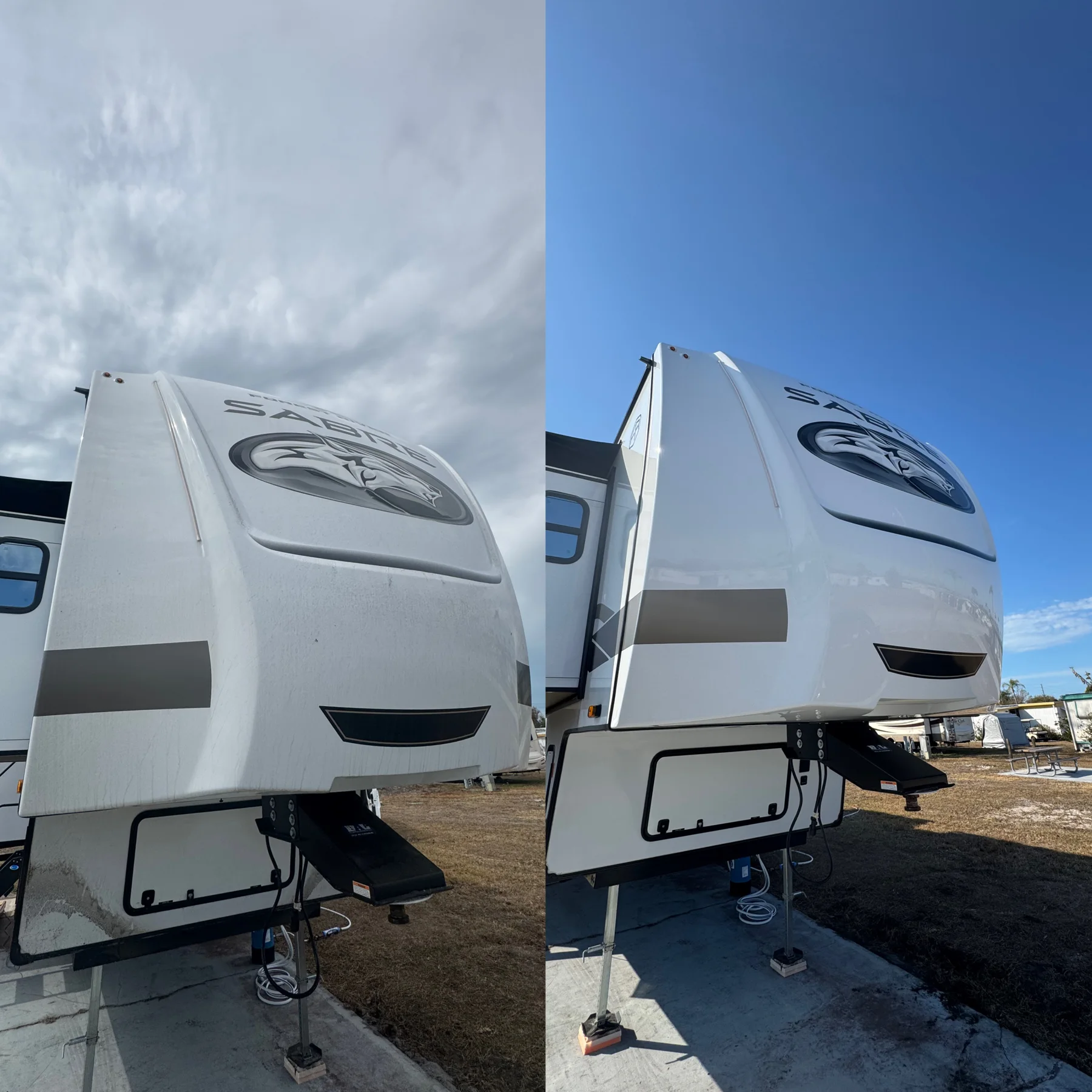 Travel trailer before and after